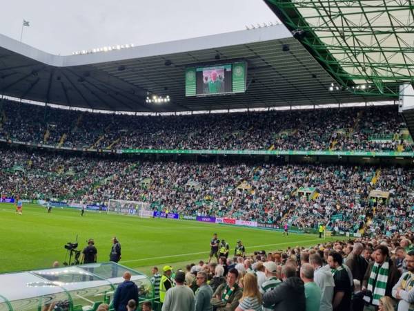 Celtic’s lovely Tribute to David Potter on the big screens at Celtic Park