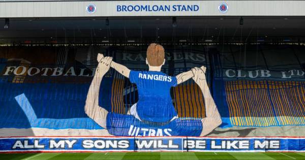 Rangers fans display huge 3D tifo across Broomloan Stand ahead of Celtic O** F*** clash at Ibrox