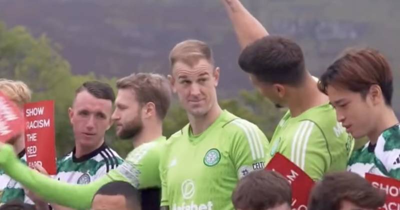Joe Hart trolled by Celtic keeper pal over Livingston red card during team photo