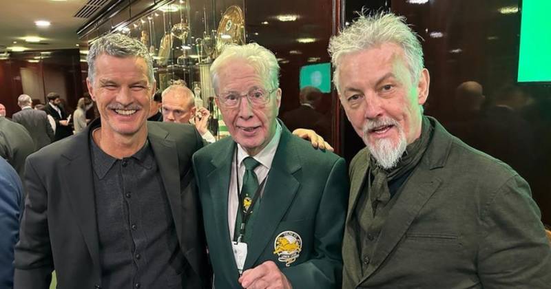 Hoops-daft Sons of Anarchy actor poses with Lisbon Lion at Celtic Park