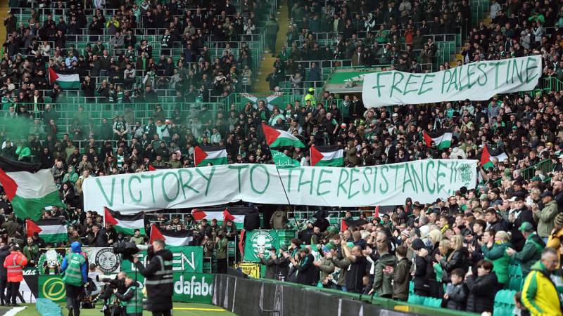 Celtic left divided as furious fan group blasts club’s ‘elitist board’ and slam their ‘hypocrisy’ over political messaging at Parkhead after the Scottish champions quickly distanced themselves from pro-Palestine banners in the stands last week