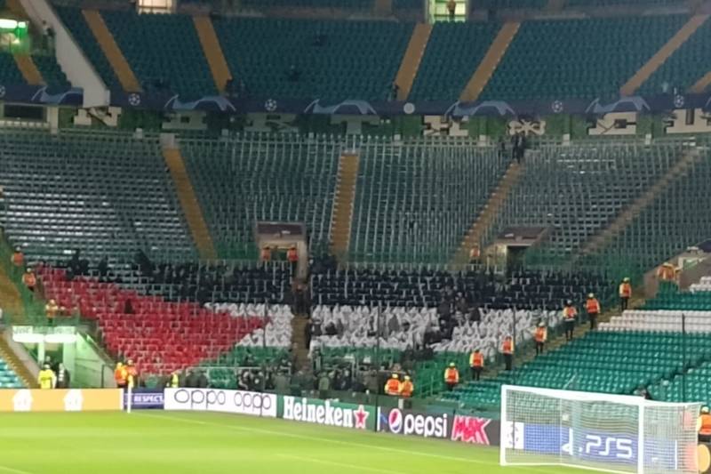 Green Brigade prepare Palestine display ahead of Atletico Madrid clash