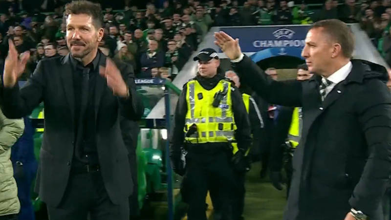 Watch Simeone and Rodgers’ awkward handshake after Celtic draw as fans slam ‘classless, disrespectful’ Atletico boss