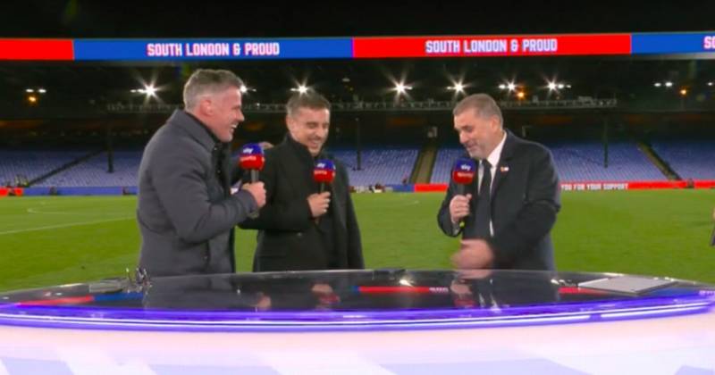 Ange Postecoglou has Gary Neville in stitches as Tottenham boss delivers four-word takedown after ‘copying Pep’ dig