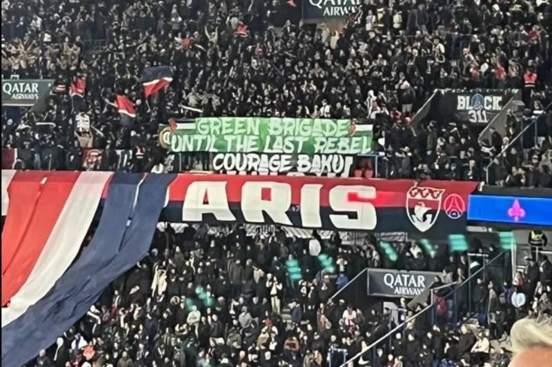 Celtic Banner Appears at PSG Game