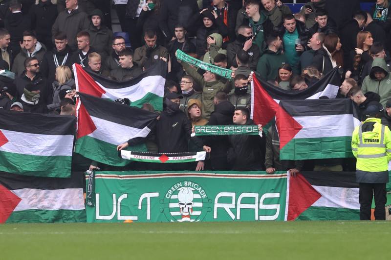 Celtic fans unfurl Green Brigade banner at Ross County