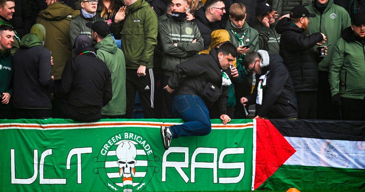 Green Brigade banner unfurled by Celtic fans at Ross County after