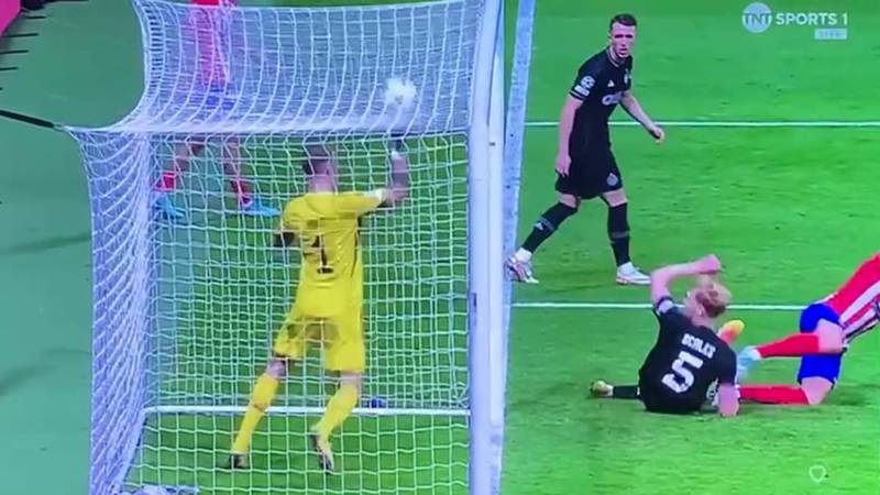 Joe Hart leaves fans baffled after letting in Atletico Madrid goal while standing INSIDE his own net during Celtic’s 6-0 hammering. as they joke he was ‘so far from the pitch he should have bought a ticket’