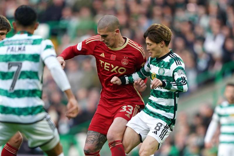 Celtic star Kyogo Furuhashi taken off after collision against Aberdeen