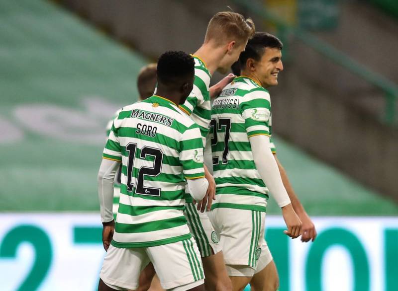 ‘Boys back in town’, as Elyounoussi and Ajer return to Glasgow after Celtic success