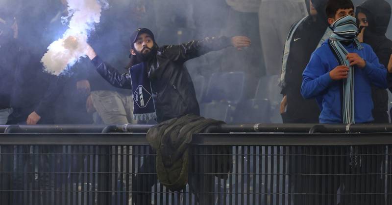 Celtic and Lazio fans hurl flares at each other before Champions League showdown