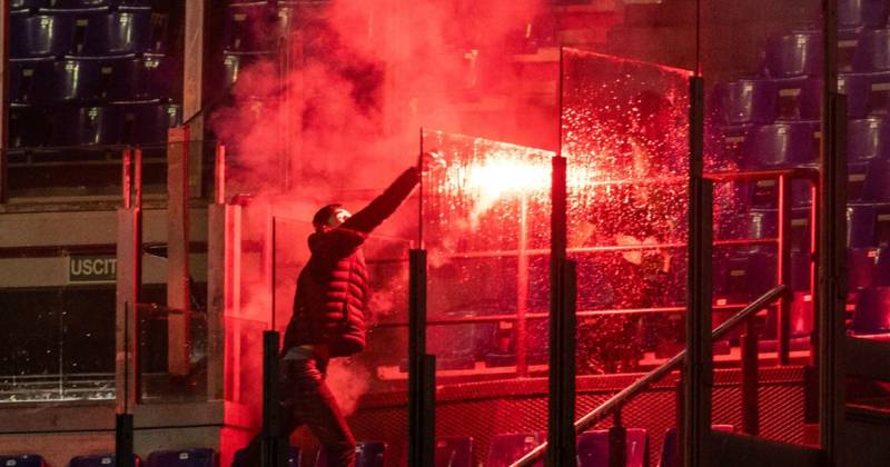 Celtic fans targeted by Lazio pyro yobs as flare lobbed back at home supporters to spark major safety fears