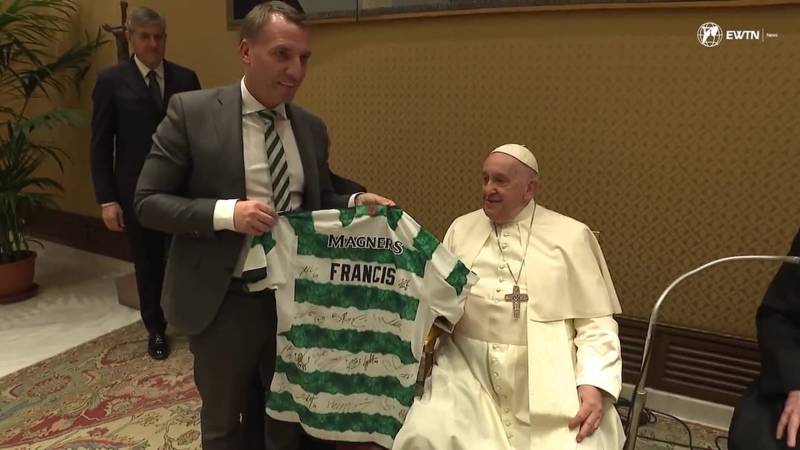 Divine intervention needed! Celtic’s footballers meet the Pope, hours after losing in Rome to Lazio to set a British record of 15 games without a win in the Champions League