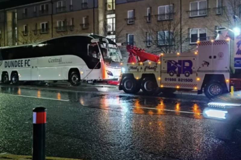 Dundee team bus towed in Glasgow after Celtic hammering