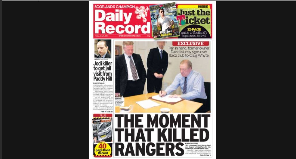 Daily Record in rapid uturn as World Club Cup celebrations are cut