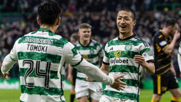 Maeda hat-trick helps holders Celtic knock out Livingston