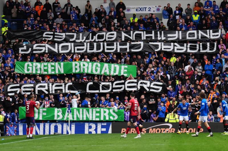 Rangers group taunt Green Brigade with ‘stolen’ Celtic signs
