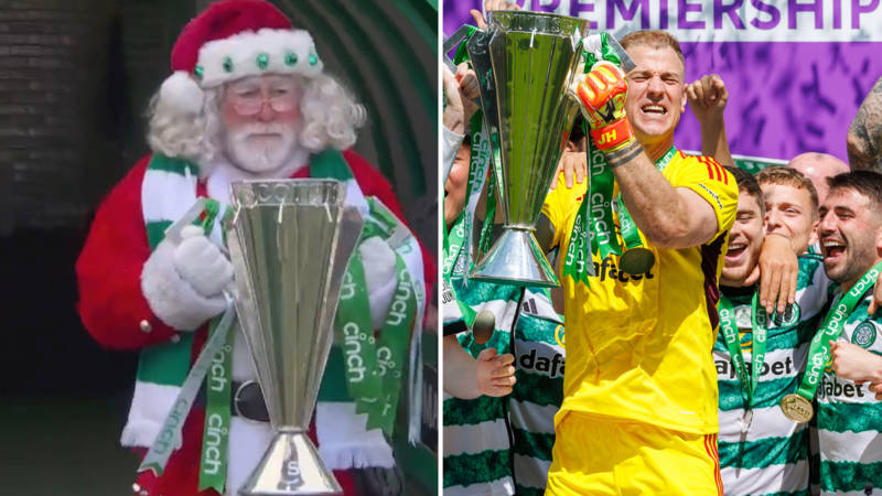 Fans baffled as Celtic presented with Scottish Premiership trophy by SANTA CLAUS but there’s a hilarious reason for it
