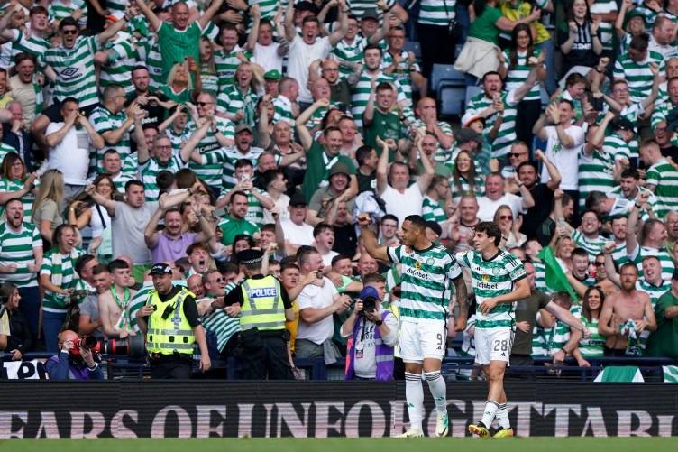 Ireland’s Adam Idah scores late winner to seal league and cup double for Celtic