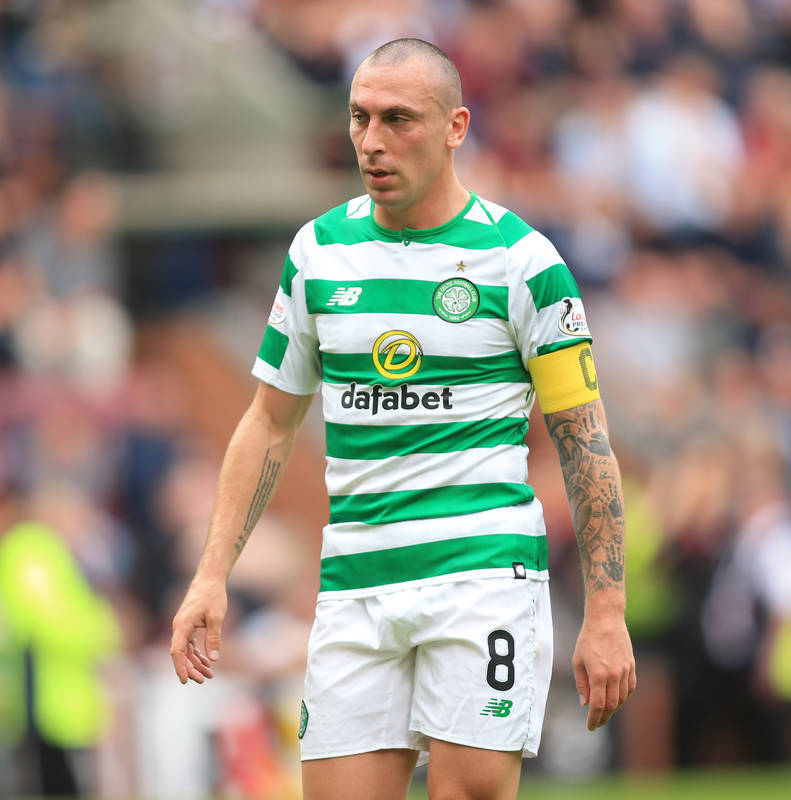 Celtic skipper Scott Brown SQUARES UP to Hearts players after treble win – PICS