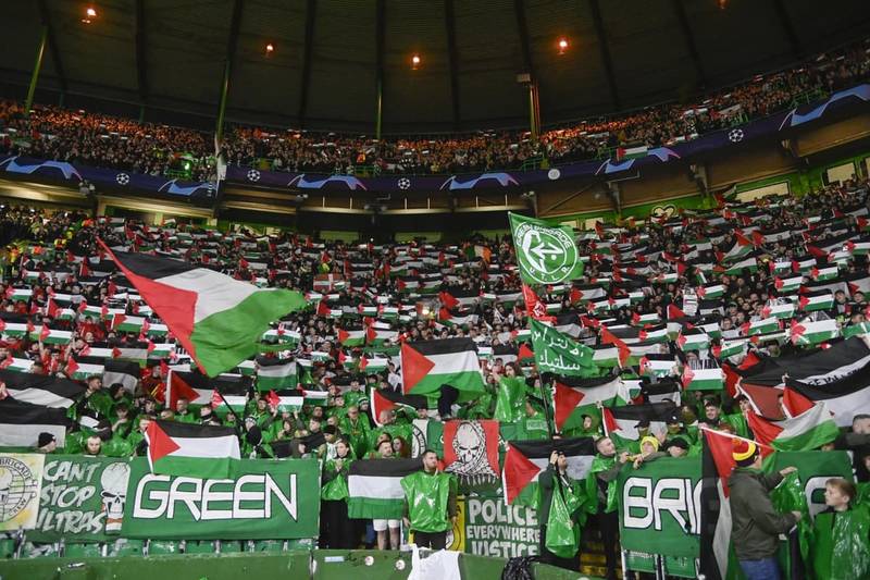 Celtic fans defy club stance with Palestine flag display against Atletico Madrid