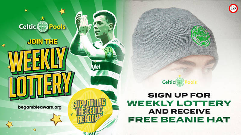 Join the Celtic Pools £25,000 Weekly Lottery and receive a FREE Celtic beanie hat!